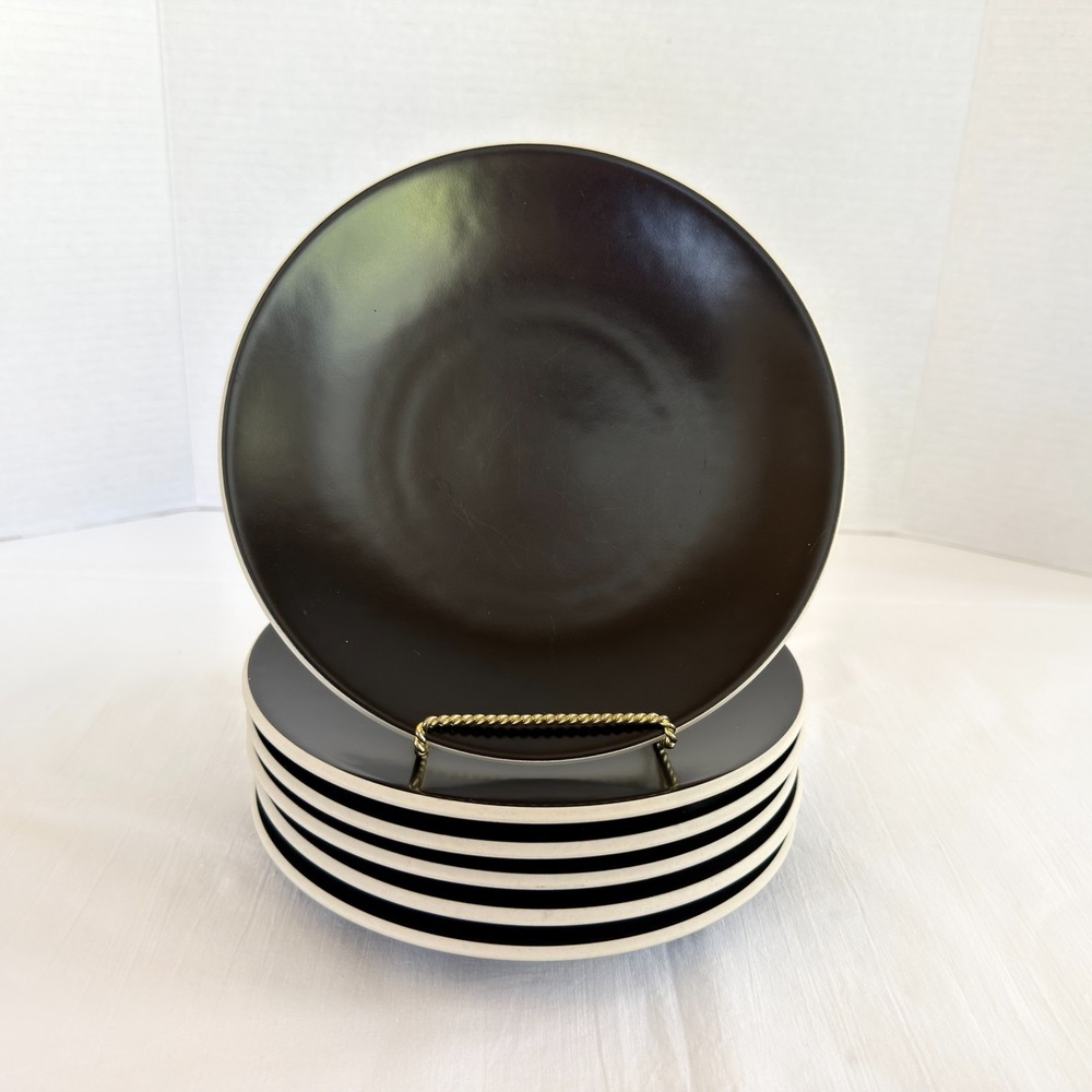 Sasaki Colorstone Vignelli Black Matte Set of 6 Salad/Dessert Plates 7.5" Japan